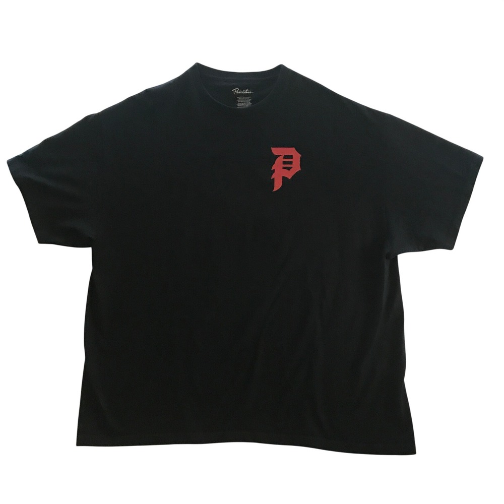 Primitive Skateboarding Mens 3XL Black Red P Logo Graphic T-Shirt Short Sleeve